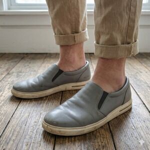 Birkenstock Oswego Slip-On Sneakers Mens 12 45 Gray Leather Shoes Comfort